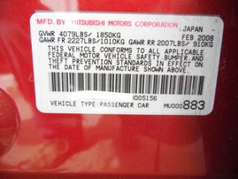 2009 MITSUBISHI LANCER 4DR DE RED AT 2.0 193904 